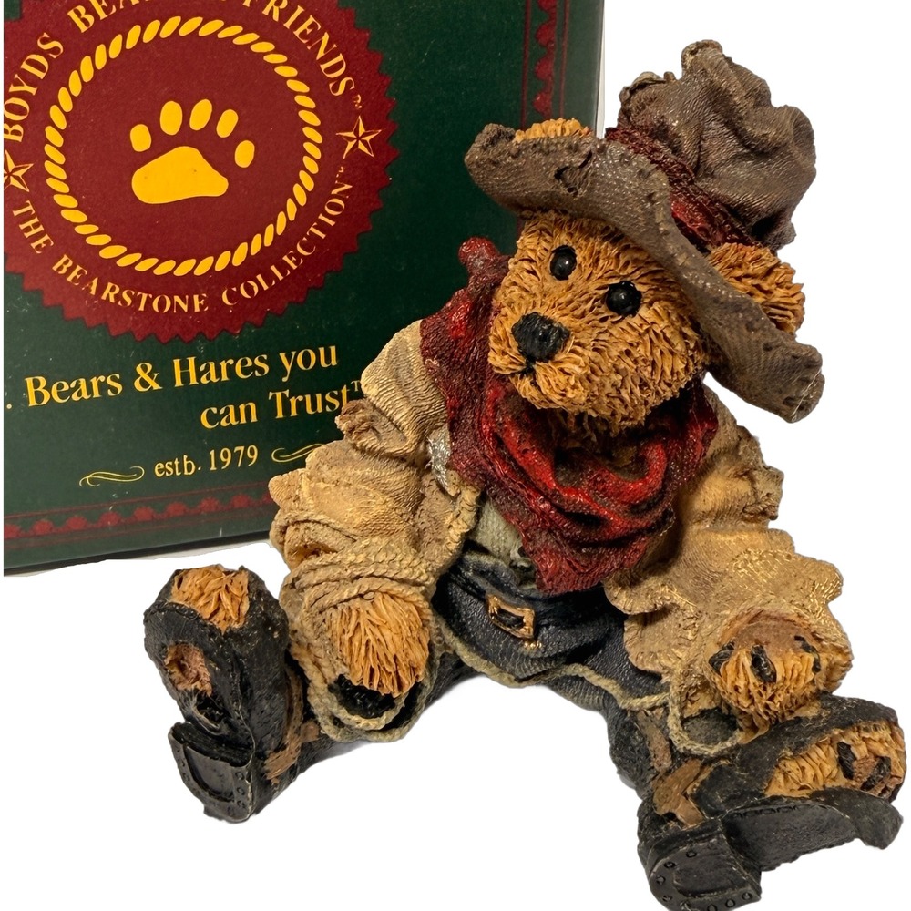 Boyds Bears Bearstone Hop-A-Long the Deputy Cowboy Figurine 2247 Vintage 1994